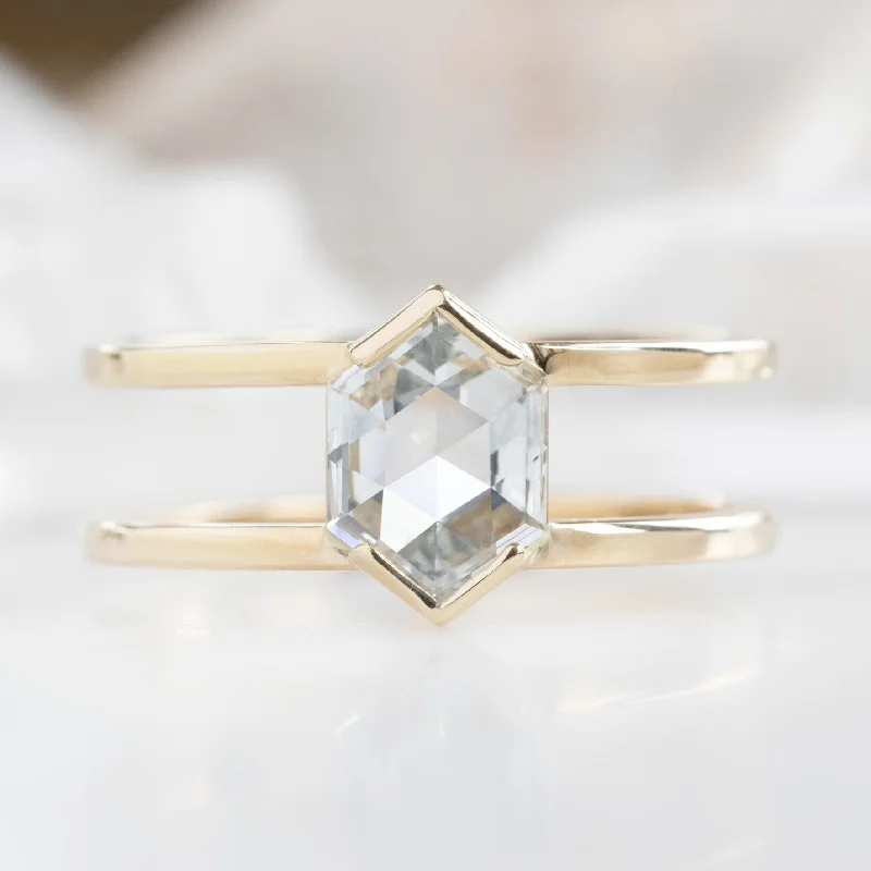 antique diamond rings-The Poppy Ring | 0.59ct Hexagon White Diamond in 14K Yellow Gold