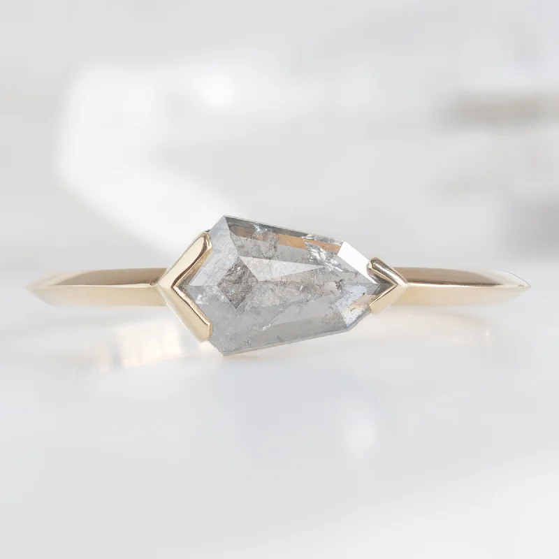 rings with large diamonds-The Sage Ring | 0.62ct Geometric Salt and Pepper Diamond in 14K Yellow Gold