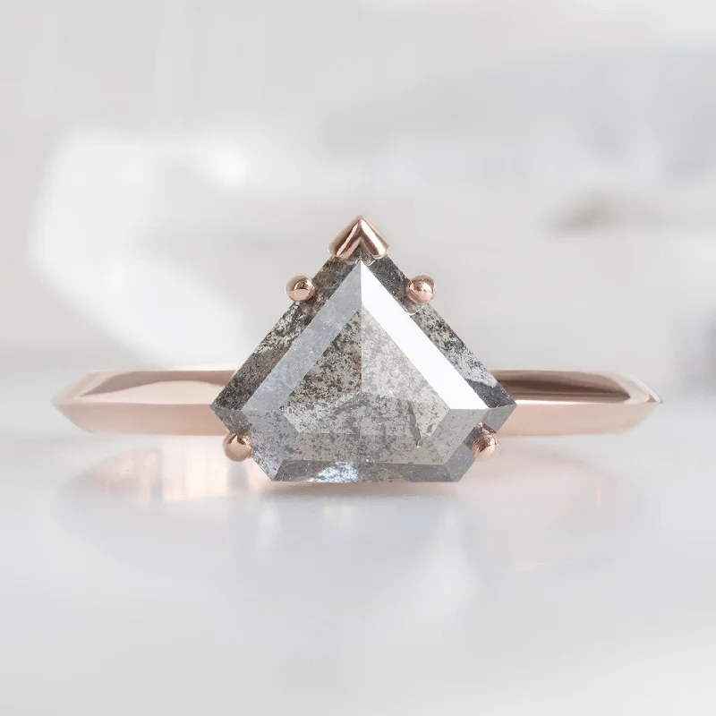 affordable gold rings-The Sage Ring | 2.16ct Shield Salt and Pepper Diamond in 14K Rose Gold