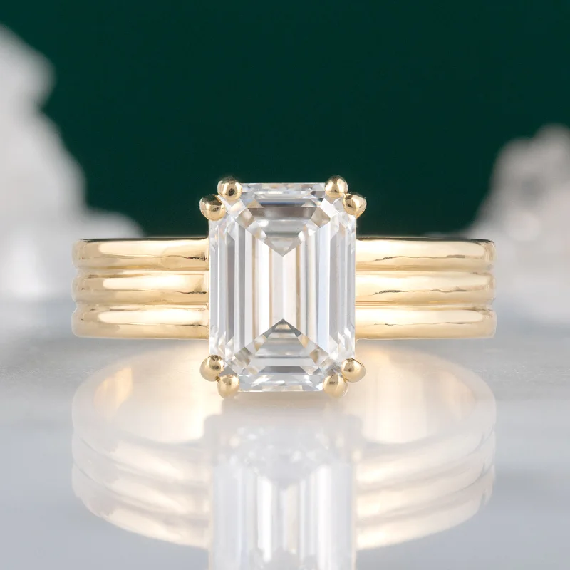 family rings with birthstones-The Stratum Ring | 1.93ct Lab Grown Emerald White Diamond in 18K Yellow Gold