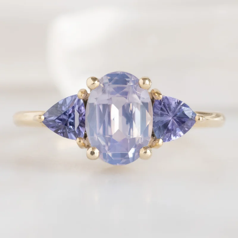 heirloom diamond rings-The Watercolor Jade Ring | 1.81ct Oval Lavender Sapphire in 14K Yellow Gold