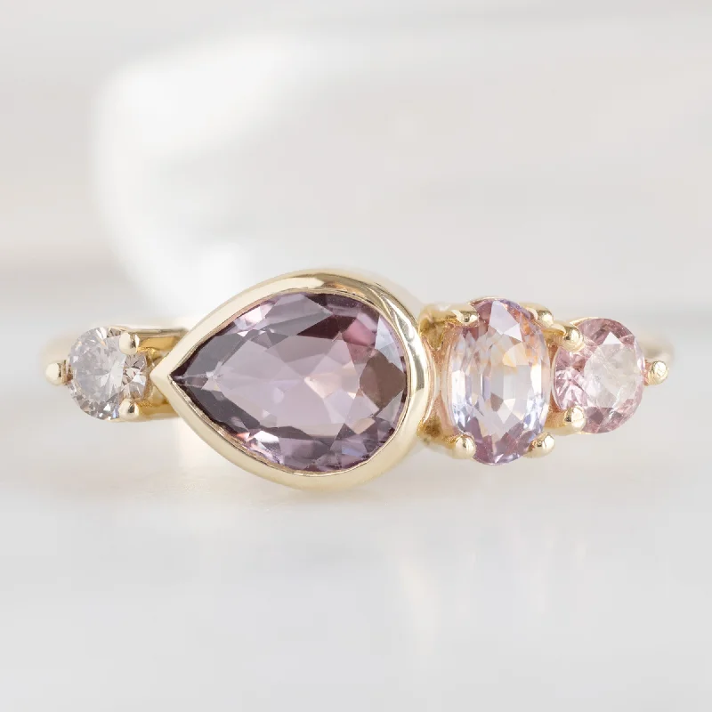 bridal rings sets-The Watercolor Ring | 1.27ct Pear Magenta Sapphire in 14K Yellow Gold