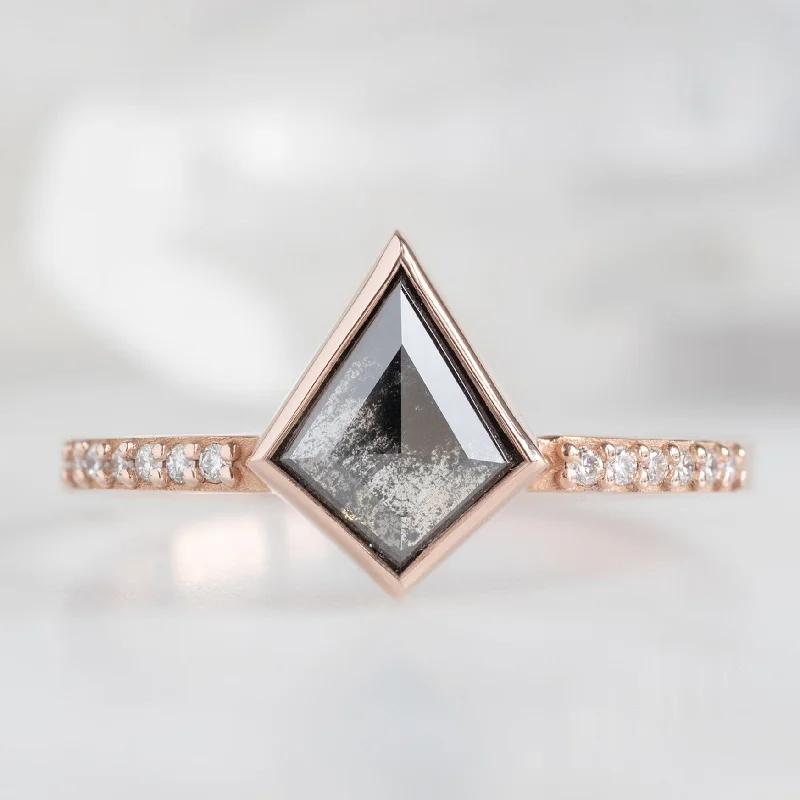 custom wedding bands-The Willow Ring | 0.92ct Kite Black Diamond in 14K Rose Gold