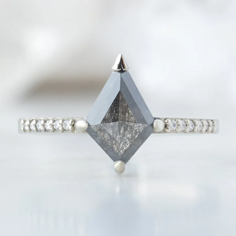 unique silver rings-The Willow Ring | 1.19ct Kite Salt and Pepper Diamond in 18K White Gold