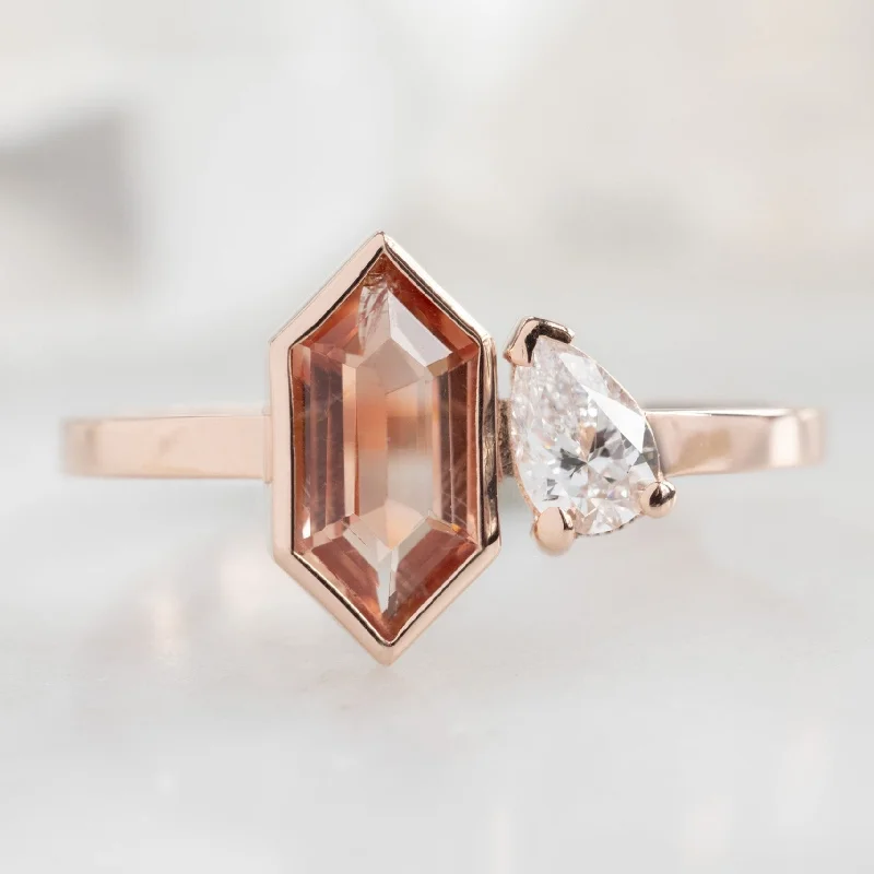 men’s wedding rings-The You and Me Ring | 0.60ct Hexagon Sunstone in 14K Rose Gold