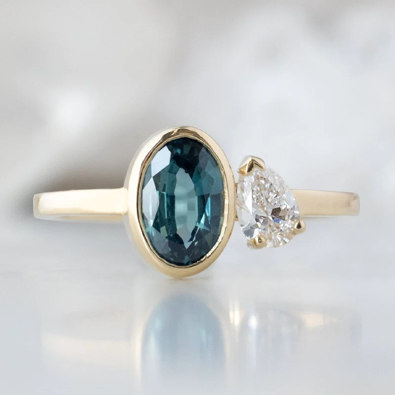 custom gold rings-The You and Me Ring | 1.11ct Oval Cut Sapphire in 14K Yellow Gold