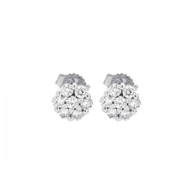 edgy punk earrings for alternative fashion -Timeless Round Cut Diamond Cluster Stud Earrings, 0.10 cttw