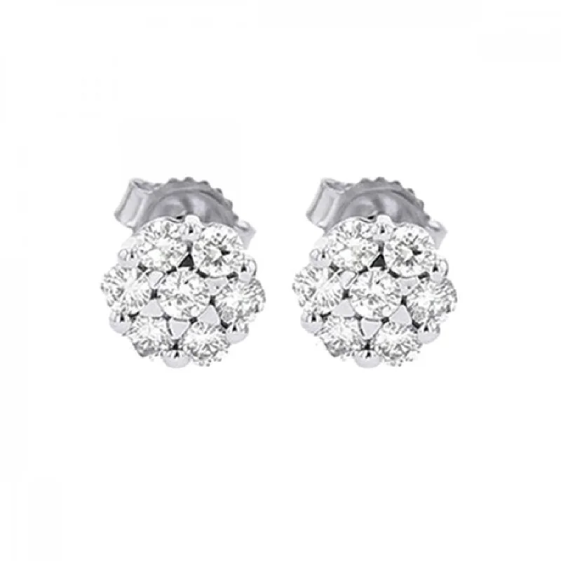 colorful enamel earrings for playful designs -Timeless Round Cut Diamond Cluster Stud Earrings, 0.50 cttw