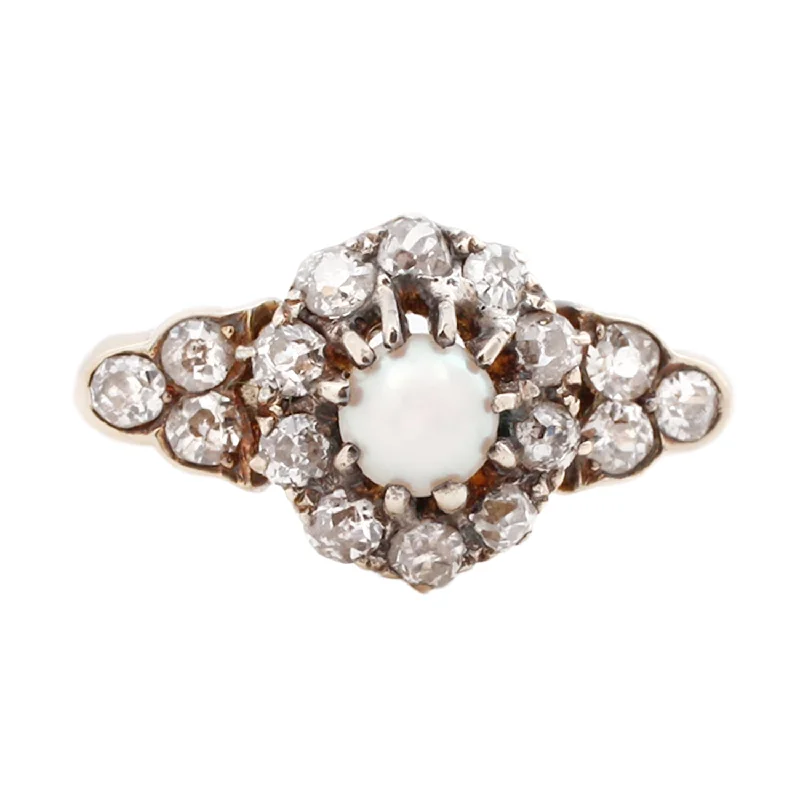 simple diamond rings-Victorian Pearl And Diamond Ring