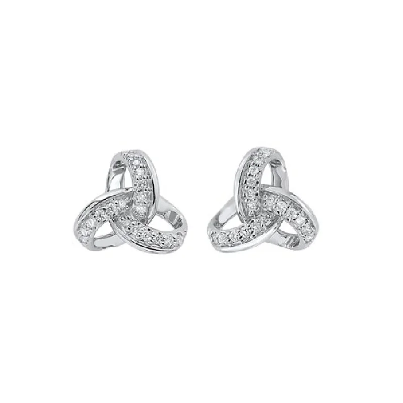 hoop earrings with charms for a fun look -White Gold Diamond Interlocking Knot Stud Earrings