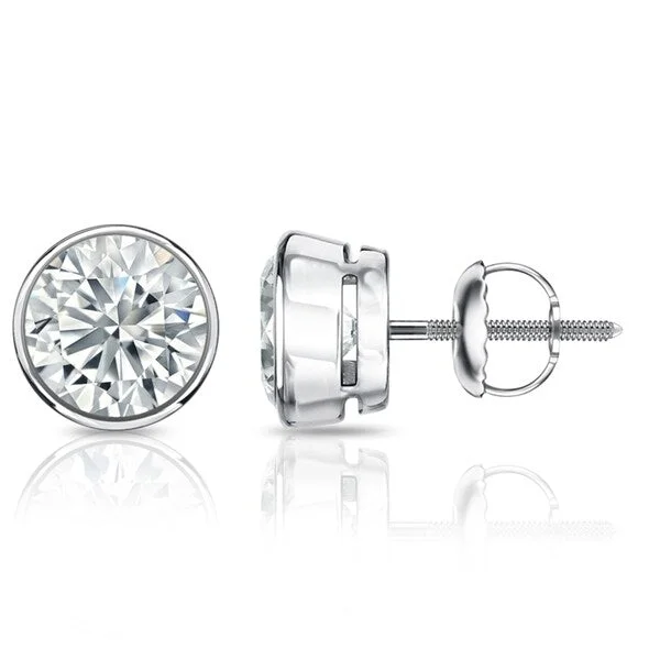 elegant crystal drop earrings -Auriya 1 1/2ctw Round Diamond Stud Earrings Bezel-set Platinum - GIA Certified