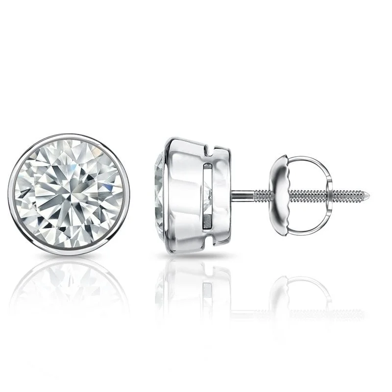 unique animal-shaped earrings for fun styles -Auriya 1.70ctw Round Diamond Stud Earrings Bezel-set 18k Gold - GIA Certified