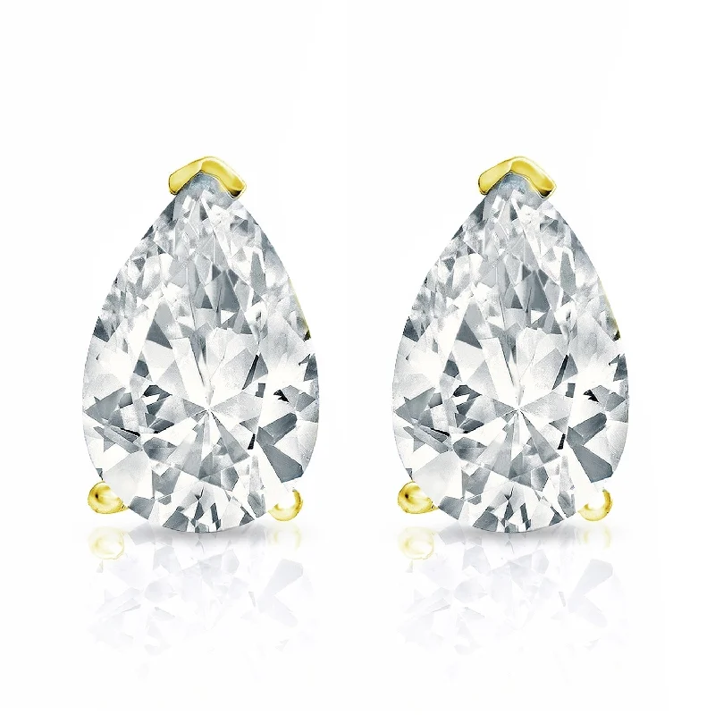 sophisticated crystal stud earrings for elegance -Auriya 14-karat Gold Lab Grown 6.00 carat TDW Pear Diamond Stud Earrings V-End Prong Screw-back