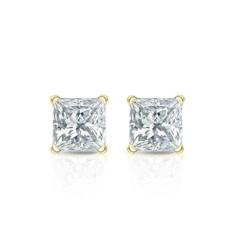 luxurious black earrings for a chic vibe -Auriya 18-karat Gold Lab Grown 0.40 carat TDW Princess Diamond Stud Earrings 4-Prong Martini Screw-back