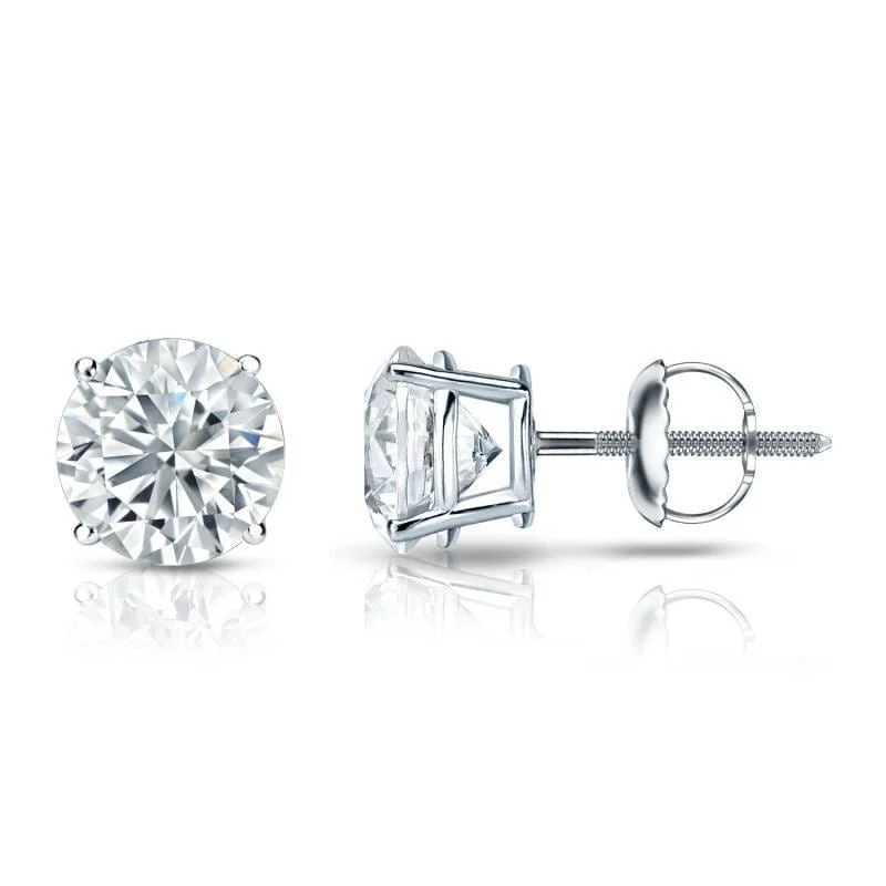 silver thread earrings for delicate style -Auriya 18k Gold Certified 1.50 carat TW Round Diamond Stud Earrings