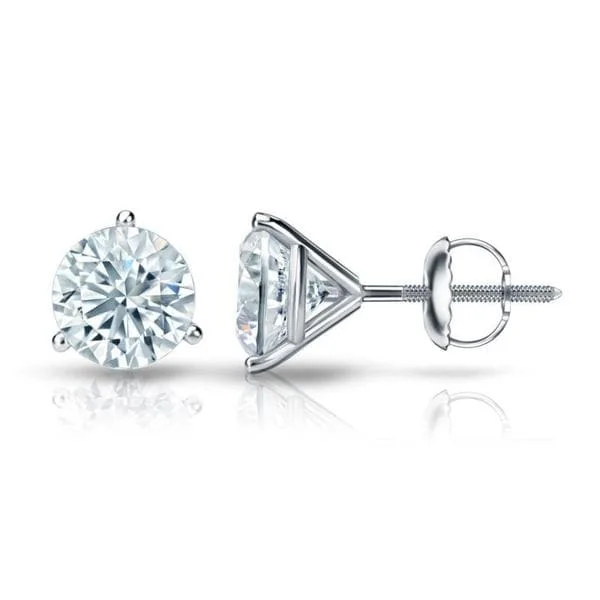 lightweight earrings for all-day wear -Auriya 18k Gold Certified 4.00 carat TDW 3-Prong Martini Round Diamond Stud Earrings