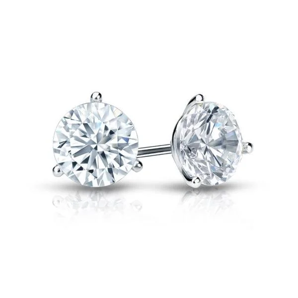 unique animal-shaped earrings for fun styles -Auriya 18k Gold Certified 4.70 carat TDW 3-Prong Martini Round Diamond Stud Earrings