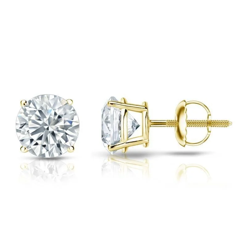 trendy earrings for women -Auriya 18k Gold GIA Certified 1.70 carat TW Round Diamond Stud Earrings