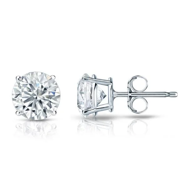 silver wire earrings for lightweight designs -Auriya 18k Gold GIA Certified 3.70 carat TW Round Diamond Stud Earrings