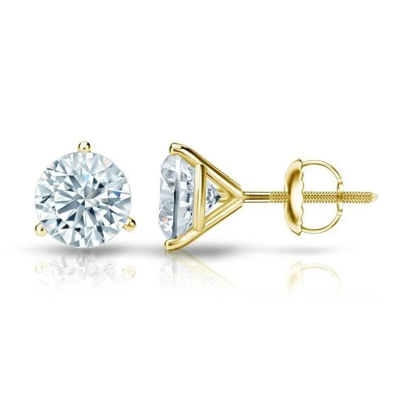 timeless crystal earrings for luxury glam -Auriya 18k Gold GIA Certified 5.50 carat TDW 3-Prong Martini Round Diamond Stud Earrings