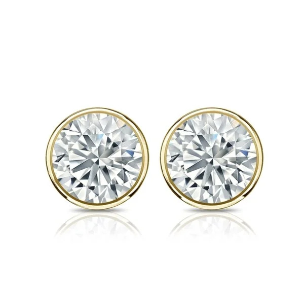 gold hoop earrings with diamonds -Auriya 4 1/2ctw Round Diamond Stud Earrings Bezel-set 18k Gold - GIA Certified