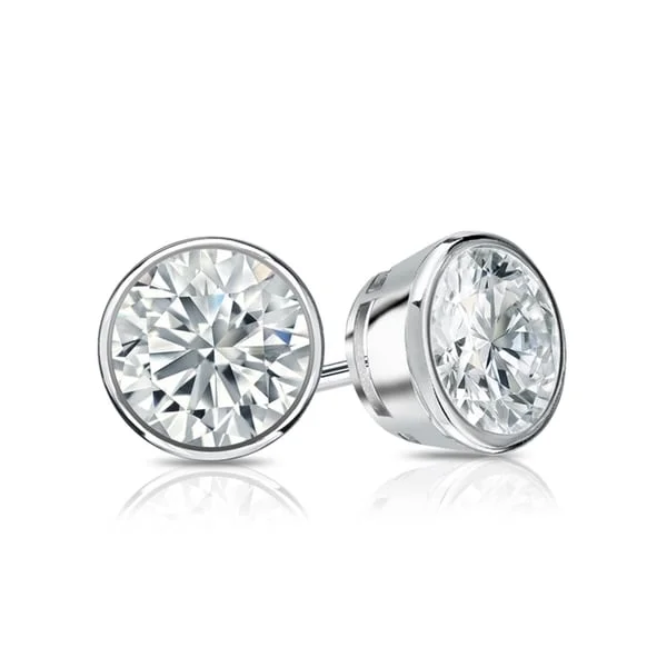 textured earrings for fashion-forward looks -Auriya 4 1/2ctw Round Diamond Stud Earrings Bezel-set Platinum - GIA Certified