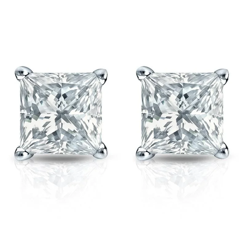 unique statement earrings for bold style -Auriya Plat Gold Lab Grown 2.50 carat TDW Princess Diamond Stud Earrings 4-Prong Basket Push-back