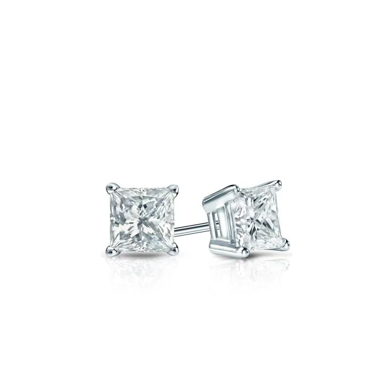 gold stud earrings for a classic look -Auriya Plat Gold Lab Grown 8.00 carat TDW Princess Diamond Stud Earrings 4-Prong Basket Screw-back