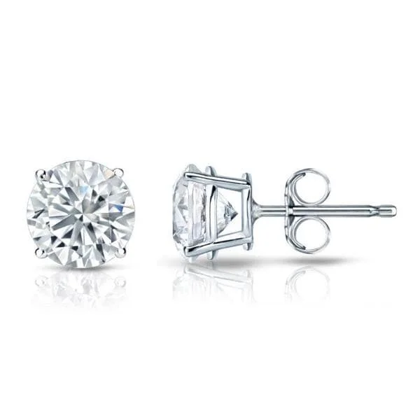 elegant crystal earrings for bridesmaids -Auriya Platinum Certified 1.50 carat TDW Round Diamond Stud Earrings