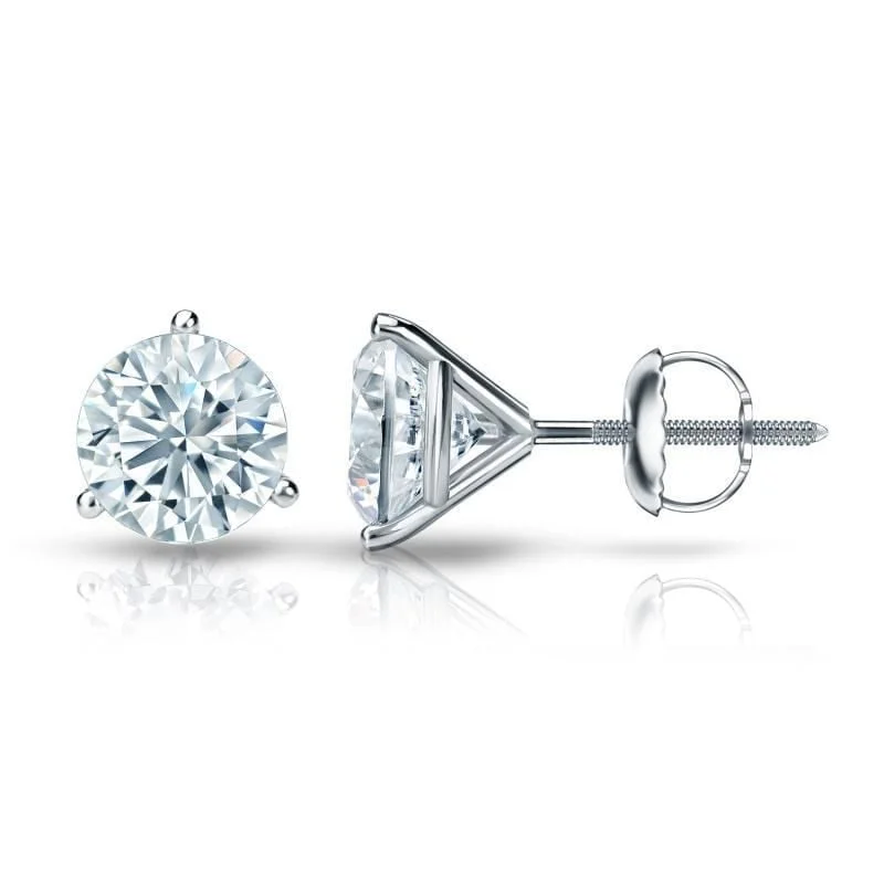 chic tassel earrings for casual looks -Auriya Platinum GIA Certified 4.00 ct. TDW 3-Prong Martini Round Diamond Stud Earrings