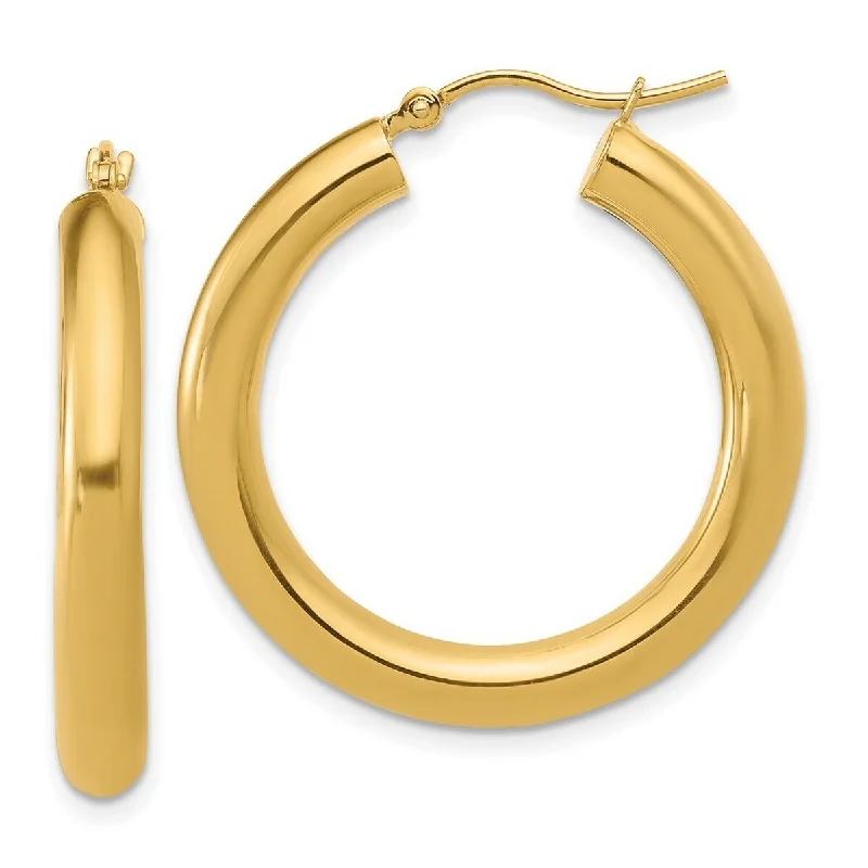 clip-on earrings for non-pierced ears -Curata 10k Yellow Gold Polished Lightweight 31x3mm Classic Hoop Earrings