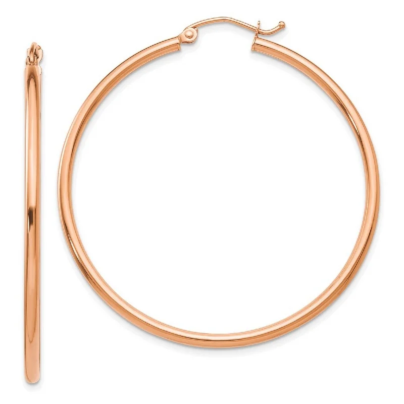 colorful acrylic earrings for fun style -Curata 14k Rose Gold 2x45mm Polished Hoop Earrings