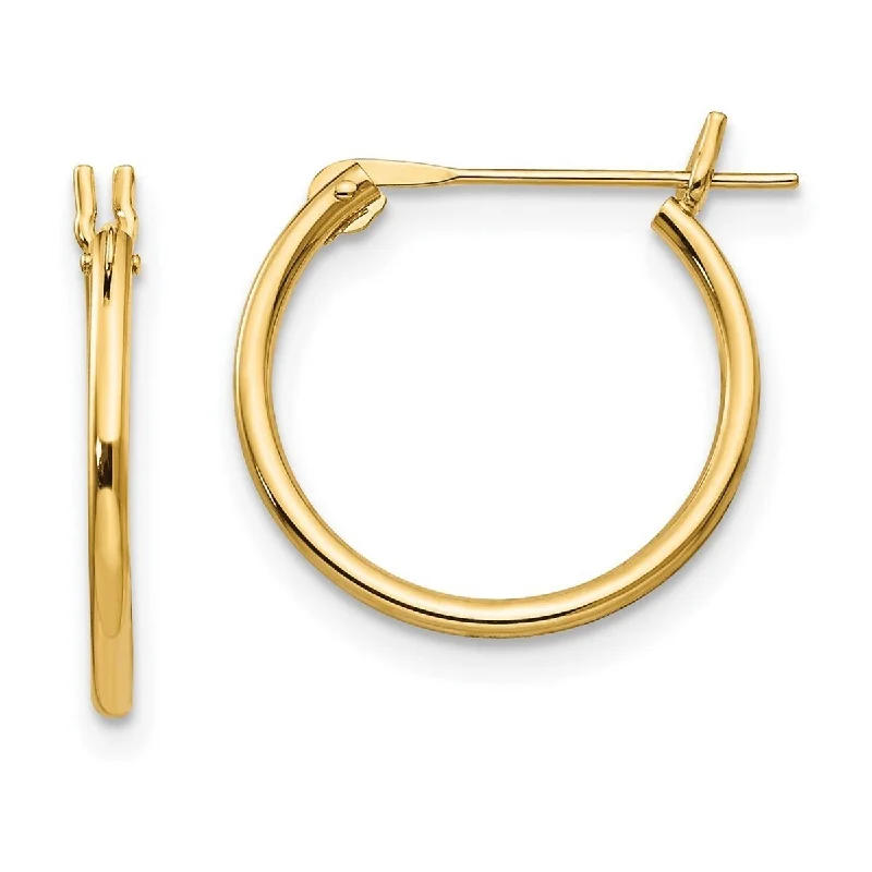 minimalistic gold earrings for classy looks -Curata 14k Yellow Gold Polished 1.25x15mm Hoop Earrings