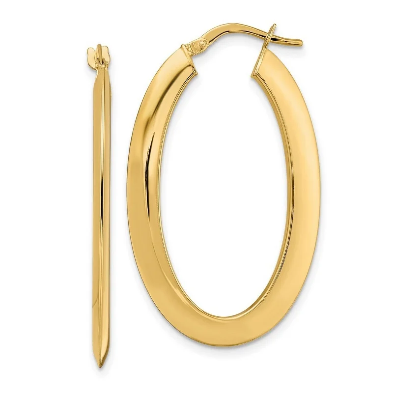 gemstone hoop earrings for color and sparkle -Curata 14k Yellow Gold Polished Knife-edged 38.6x2.1mm Oval Hoop Earrings