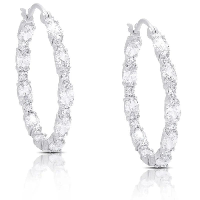 colorful earrings for a fun pop of color -Dolce Giavonna Silver Overlay Cubic Zirconia Hoop Earrings