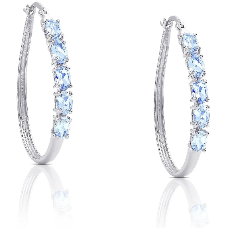 handcrafted gemstone earrings for special gifts -Dolce Giavonna Simulated Topaz Hoop Earrings