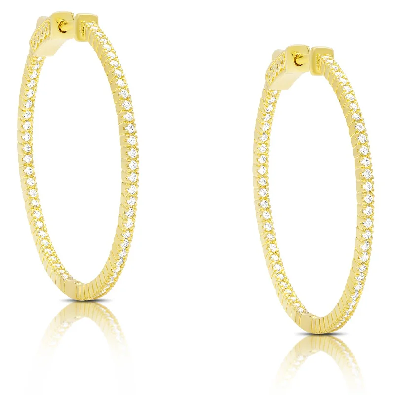 glittery earrings for a sparkle effect -Dolce Giavonna Sterling Silver Cubic Zirconia Hoop Earrings