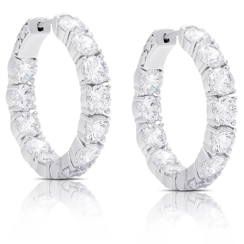 classic round earrings for timeless beauty -Dolce Giavonna Sterling Silver Cubic Zirconia Hoop Earrings