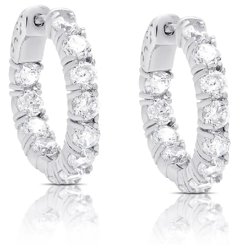 Swarovski crystal stud earrings for luxury looks -Dolce Giavonna Sterling Silver Cubic Zirconia Hoop Earrings