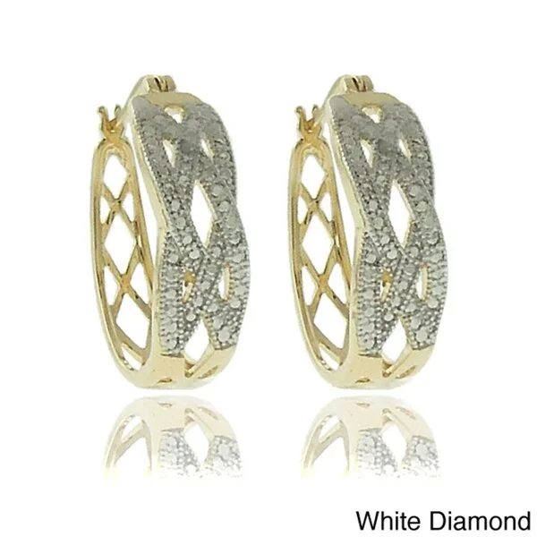 geometric statement earrings for bold fashion -Finesque 18k Gold or Silver Overlay Diamond Accent Braided Hoop Earrings