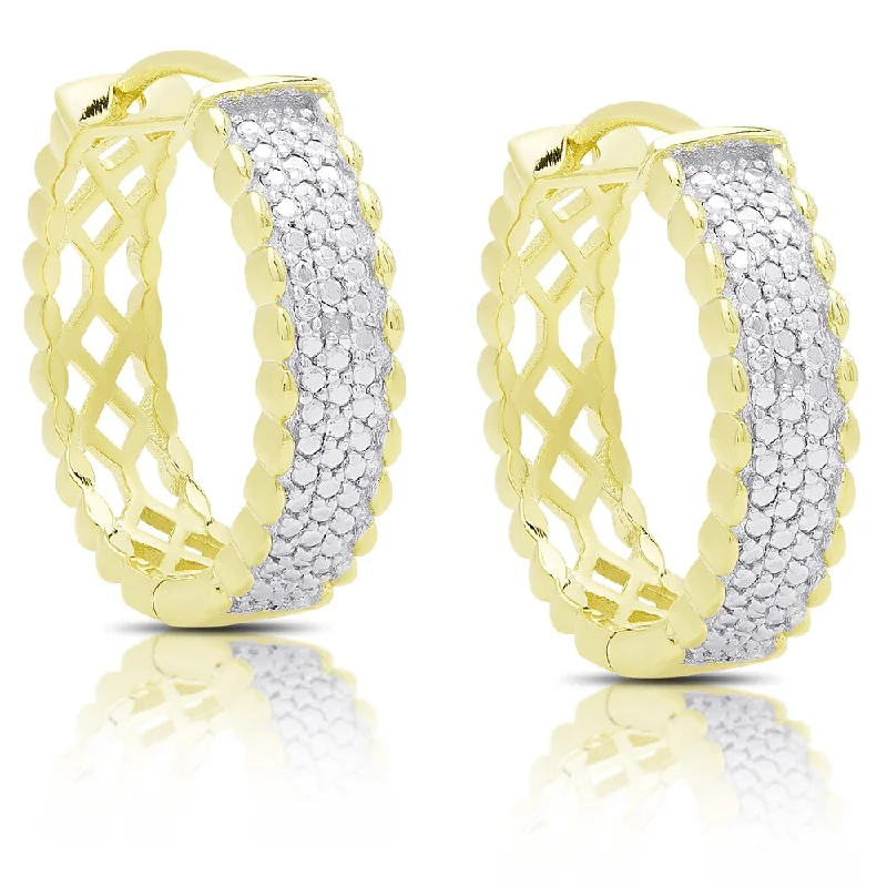 luxury gold earrings for women -Finesque Gold Over Silver Diamond Accent Hoop Earrings