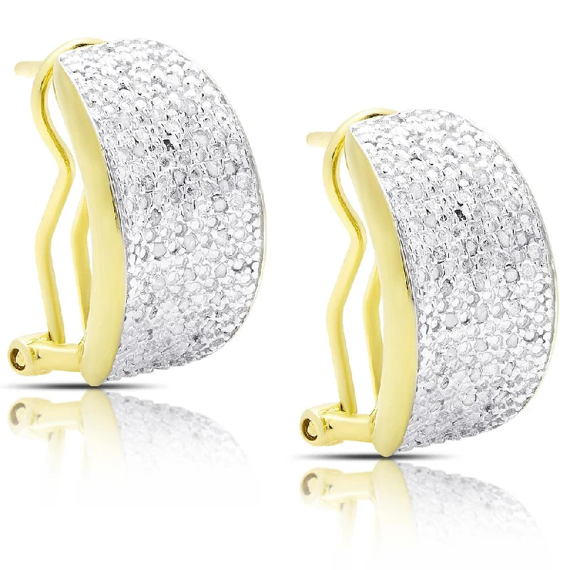 nature-inspired earrings for eco-friendly fashion -Finesque Gold Over Sterling Silver 1/2ct TDW Diamond Hoop Earrings