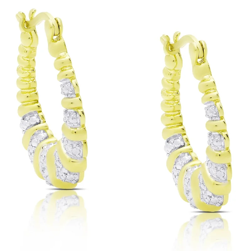 art deco earrings for timeless elegance -Finesque Gold Over Sterling Silver Diamond Accent Hoop Earrings