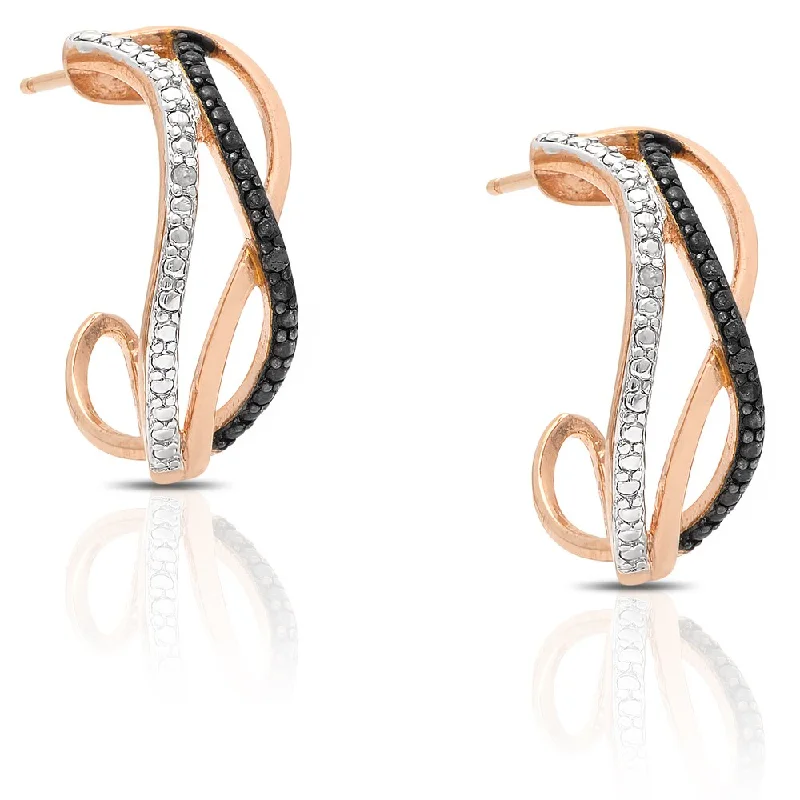 elegant sapphire earrings for luxury wear -Finesque Rose Gold Over Sterling Silver Diamond Accent Infinity Design Half Hoop Earrings