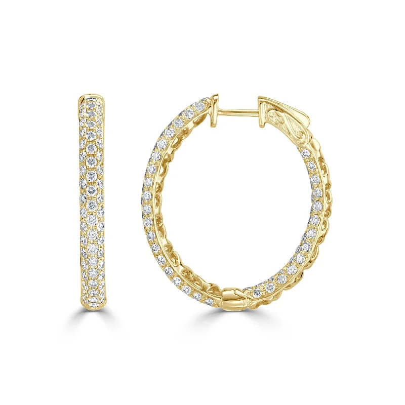 custom made earrings for personalized gifts -Joelle Diamond Oval Hoop Earrings 18K Yellow Gold 2.63 CTTW 1"