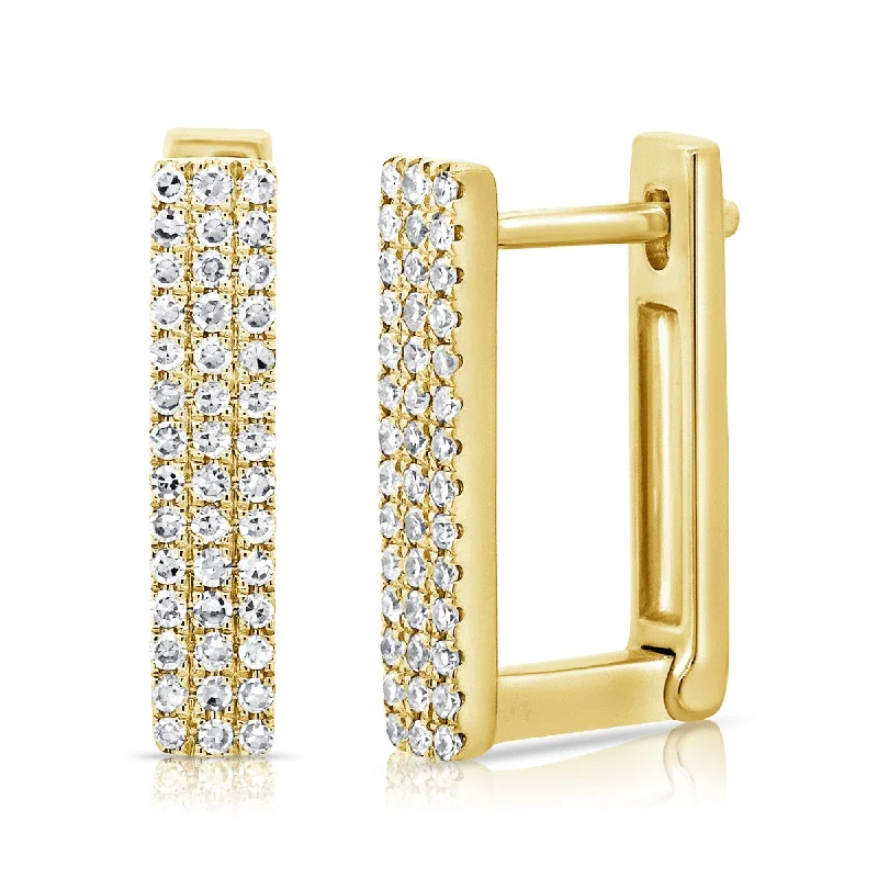 celestial earrings for star lovers -Joelle Diamond Pave Rectangle Hoop Earrings 1/2 Inch 1/3 ct.14K Gold Diamond Hoop Earring