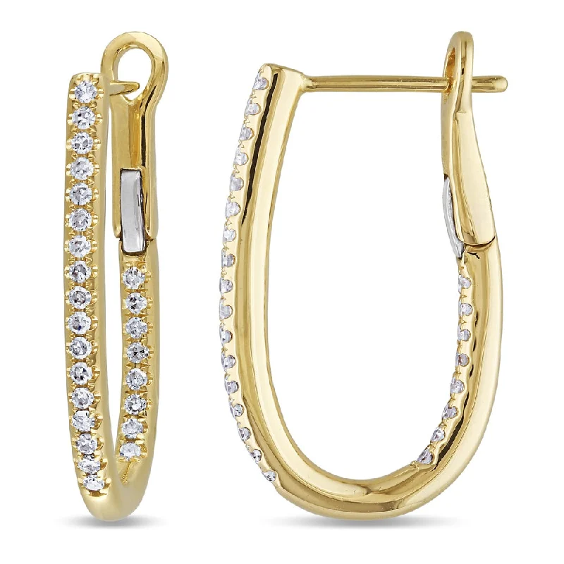 cute animal earrings for playful styles -Miadora 14k Yellow Gold 1/4ct TDW Diamond Hoop Earrings