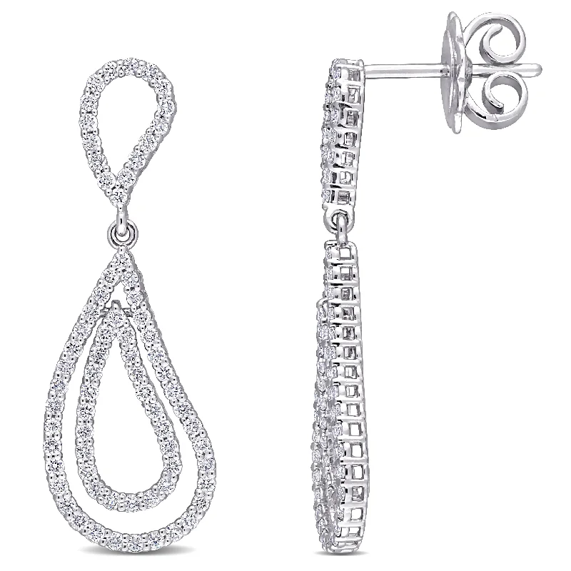 geometric dangle earrings for modern outfits -Miadora 18k White Gold 3/4ct TDW Diamond Teardrop Multi-Hoop Dangle Earrings