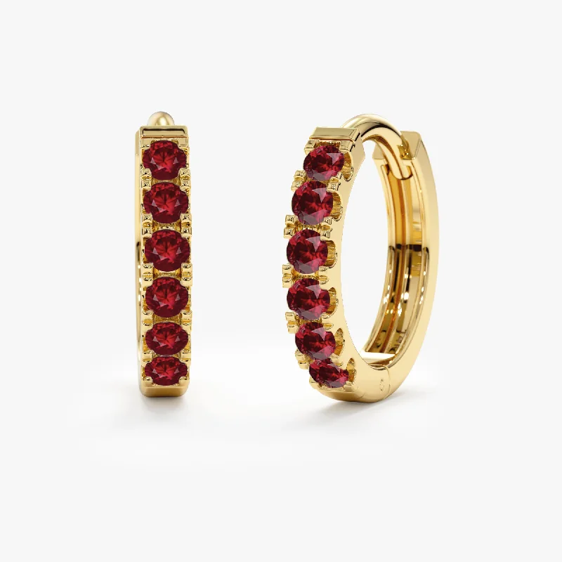 gemstone drop earrings for luxurious elegance -Natural Ruby Hoop Earrings, Ruby