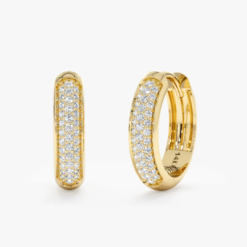 hoop earrings with charms for a fun look -Rounded Dome Set Pave Diamond Hoops, Amira